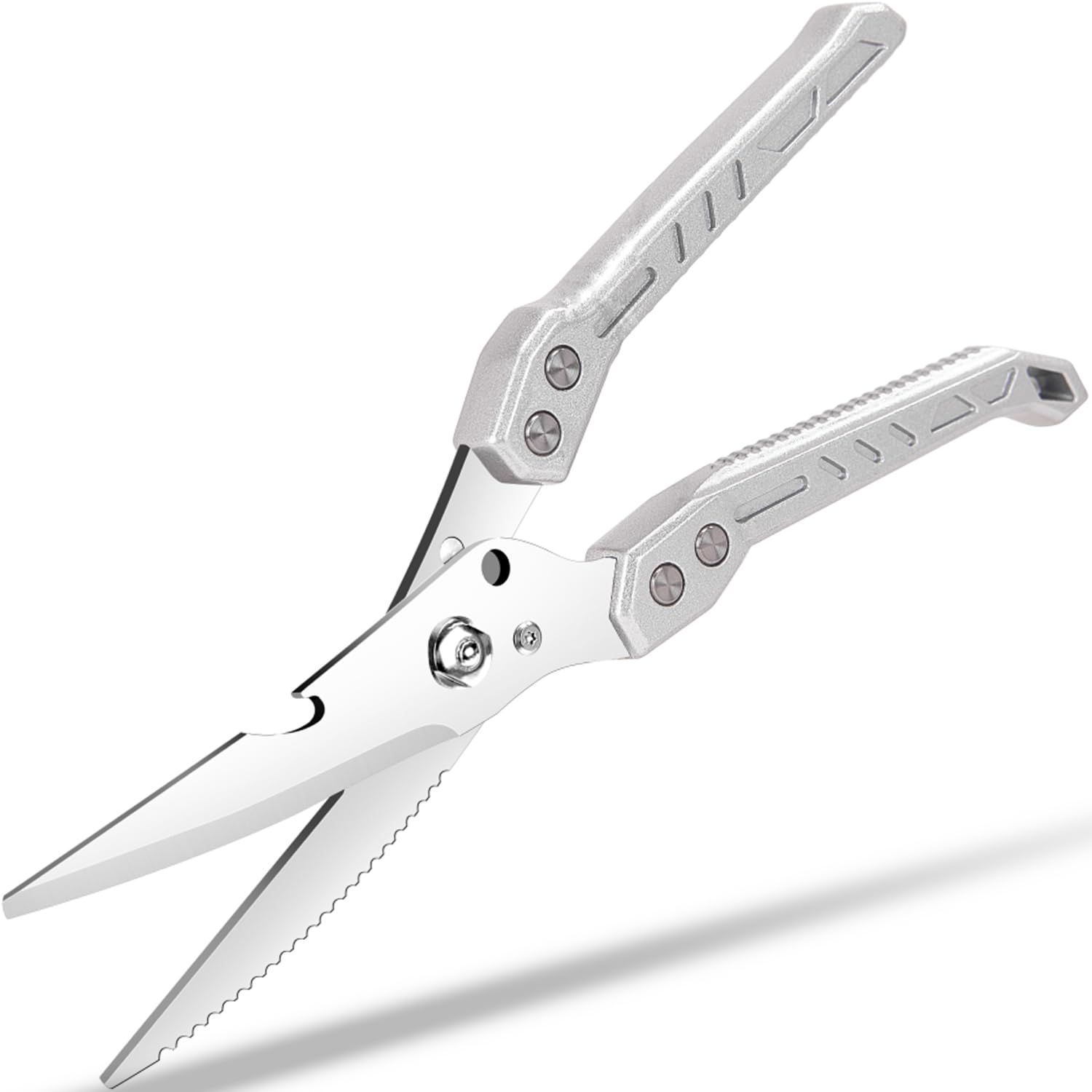 Heavy Duty Kitchen Shears Poultry Scissors Professional for Meat, Chicken, Bone,Turkey, Fish, Separable Design,Spring Loaded, Dishwasher Safe (SILVER)