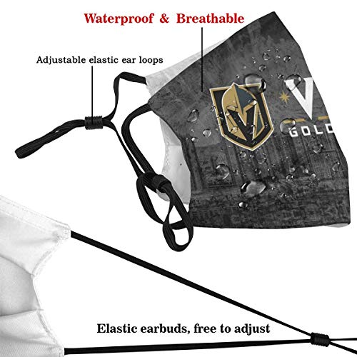 Las Vegas Golden Hockey Fans Reusable Mouth Cover Face Scarf for Men Women Sports/Outdoor with 10 Filter
