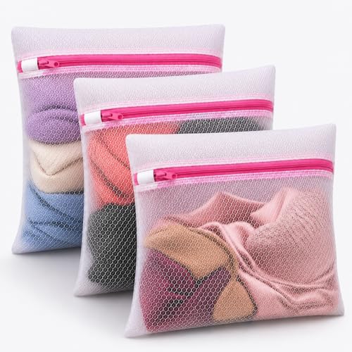 Kit 3 Sacos para Lavar Roupas Delicadas com Zíper Reforçado | Protetor para Lingerie, Sutiã e Roupas Íntimas | 30x40cm