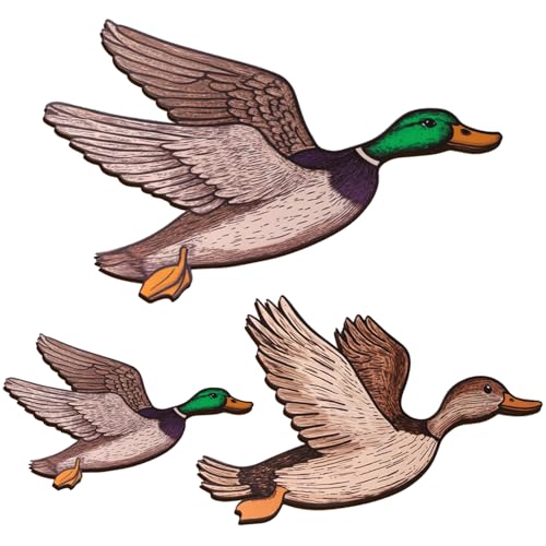 Image of Lumncomfor 3PCS Wooden Mallard Duck Hunting Wall Decor Vintage Farmhouse Wall Art, Larger Than Average Ducks (12"/11"/9") Entryway Nursery Living Room Decor Rustic Housewarming Party Christmas Hunter Gifts Set