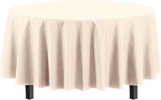 Party Solids 12-Pack Premium Plastic 84-Inch Round Tablecloth, Ivory