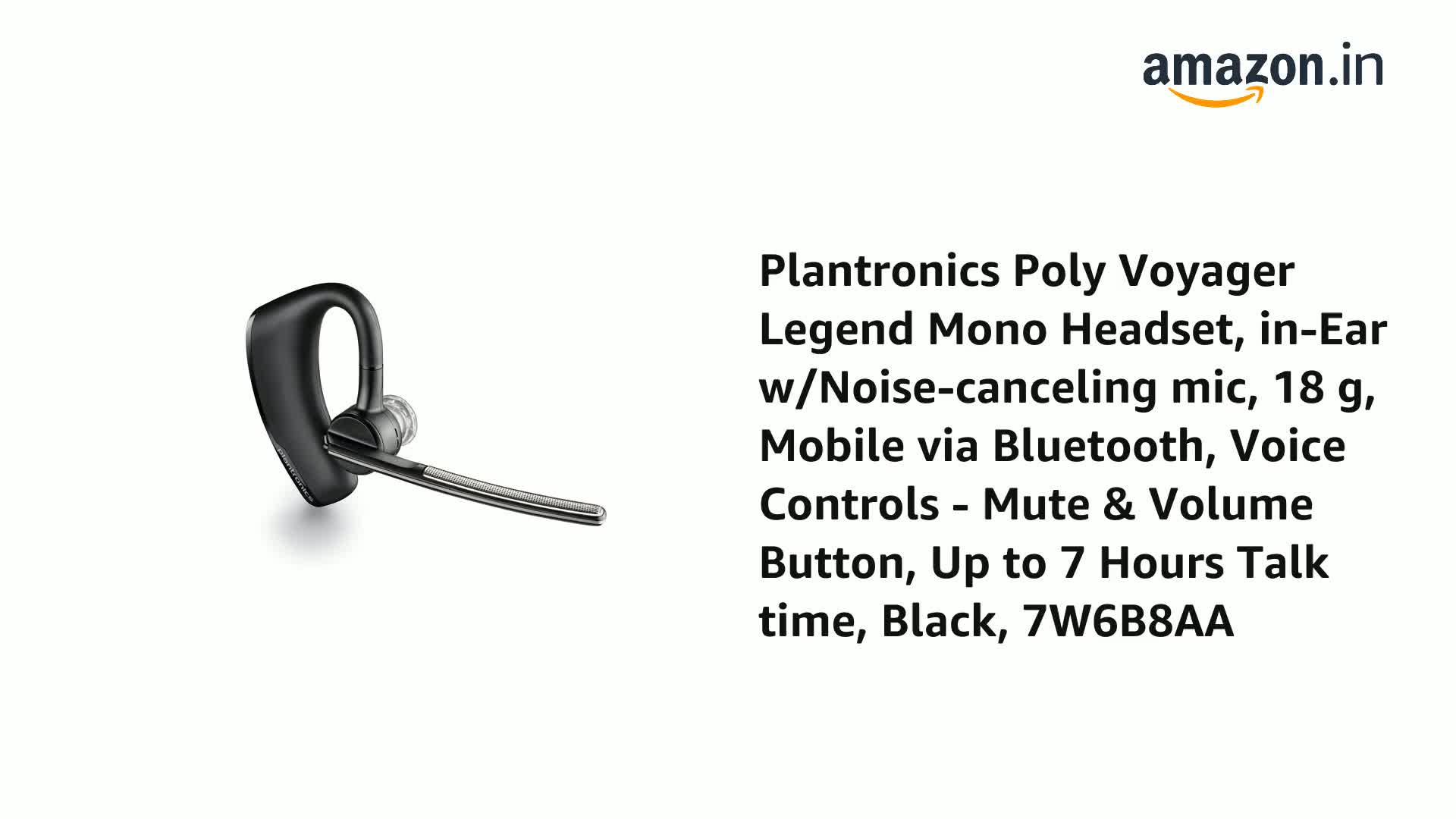 Plantronics Poly Voyager Legend Mono Headset, in-Ear w/Noise