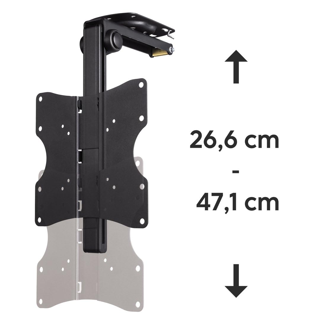 Hama Support TV Plafond Pivotant Réglable en Hauteur Garantie 10 Ans (TV 19" à 46", 117cm 20kg Max, Inclinaison -90°,Pivotable 100°, VESA 200x200 Max, Easy Fix, Chevilles Fischer) Noir