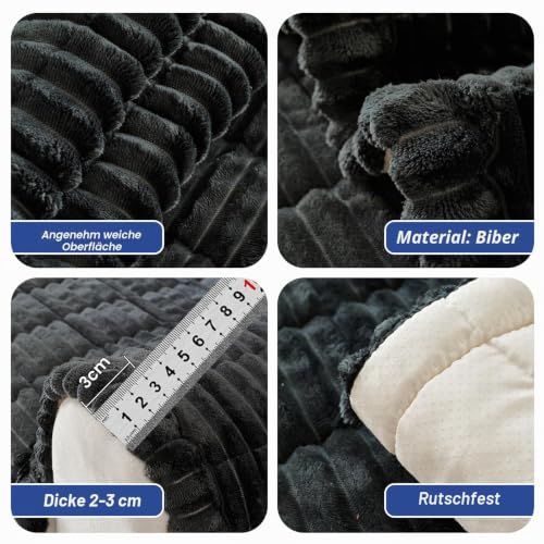 GKXLH Neu Dicke rutschfest Sofa überzug 2 3 4 Sitzer (Schwarz,70x210cm/1PC) – Ansicht 8