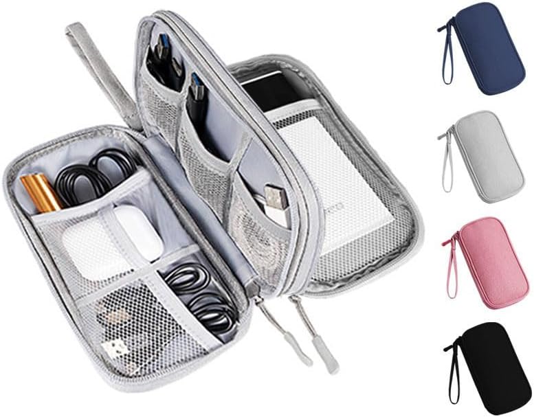 Organizador de cables de viaje, bolsa de doble capa, accesorios electrónicos, bolsa de almacenamiento portátil impermeable para cable, cargador,