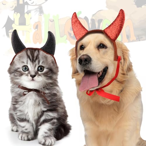 2Pcs Halloween Disfraz Diablo Cuernos para Perros Medianos miniatura 3