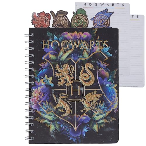 Harry Potter Hogwarts Tab Journal Notebook, Spiral Bound, 96 Lined Pages, 8 x 7 inches, Black