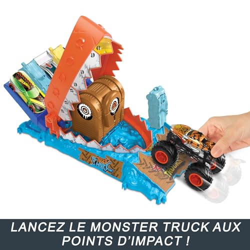 Hot Wheels Coffret Monster Trucks Arena Smashers Défi du Croque Trésor avec 1 Monster Truck Tiger Shark Et 1 Voiture Broyée Échelle 164 Jouet Enfant A Partir De HTP17 - vue 2