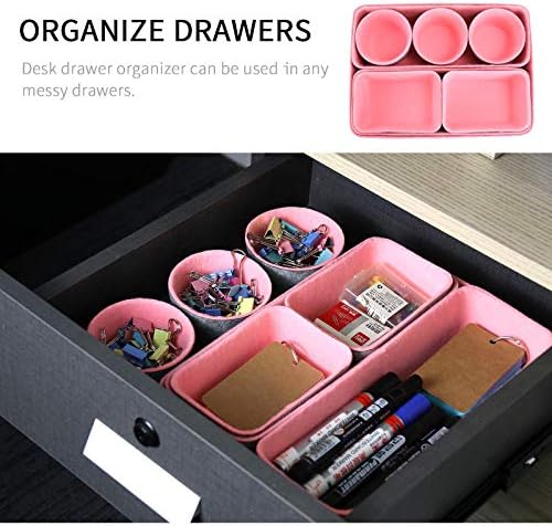 Newthinking Desk Drawer Organizer Trays, Felt Storage Box Stackable Dividers, Versatile Cosmetic Makeup Drawer Dividers for Home Office Cosmetics Storage Boxes (Grey Pink)
