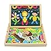 TONZE Pizarra Magnetico Puzzles Infantiles Madera Tablero de Dibujo Doble Cara Rompecabezas Infantiles 3 Años +