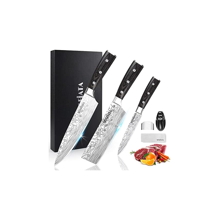 MOSFiATA-Professional-Chef-Knife-Set-with-German-High-Carbon-Stainless-Steel-Kitchen-Knife-Set-3-PCS-8-Chefs-Knife-7-Nakiri-Knife5-Utility-Knife-Knives-Set-for-Kitchen-with-Gift-Box MOSFiATA Professional Chef Knife Set with German High Carbon Stainless Steel Kitchen Knife Set 3 PCSwith Finger Guard,Knife Sharpener,Knives Set for Kitchen with Gift Box