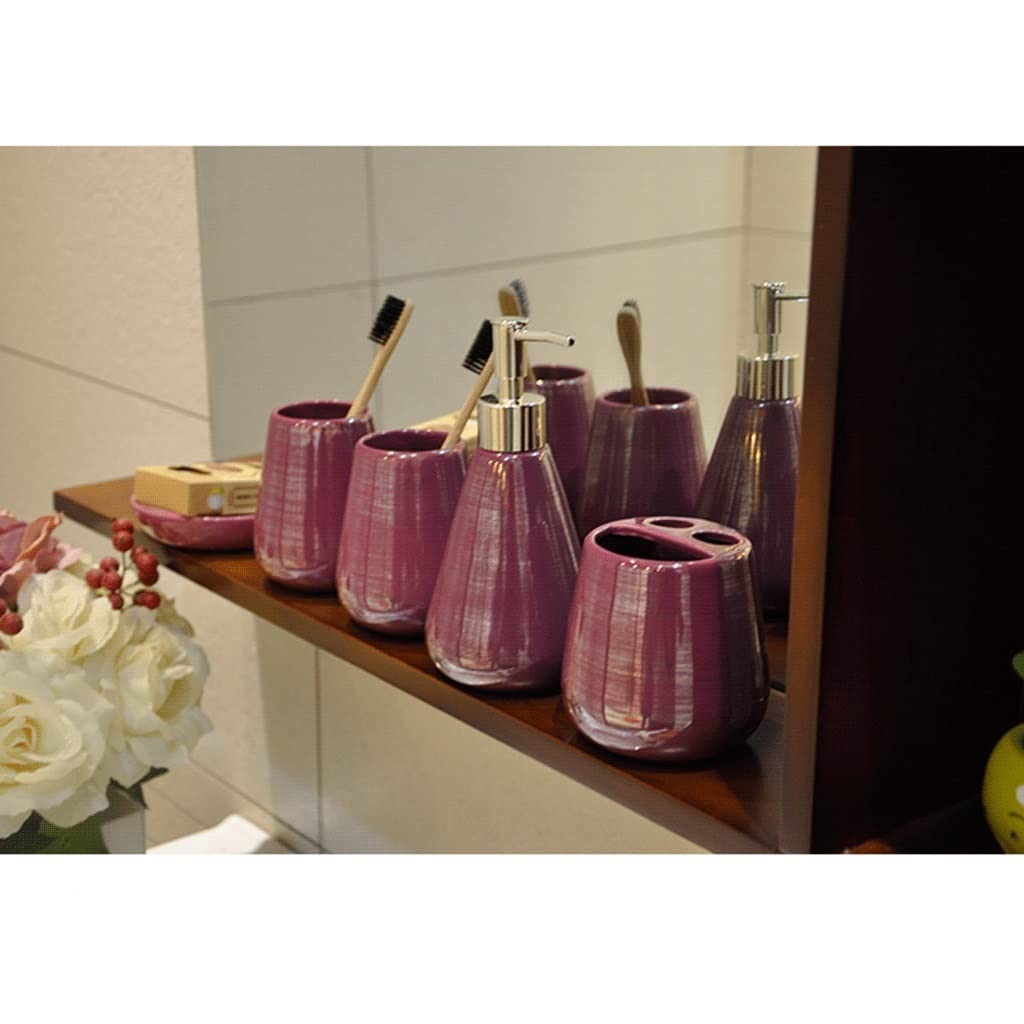 Dispensador de jabón, dispensador de loción de cerámica Creativa, Juego de Accesorios de baño de 5 Piezas para Cocina, baño, lavandería