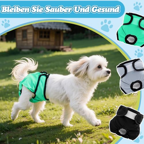 3 Stück Wiederverwendbare Hundewindeln,Hochabsorbierend Höschen für weibliche Haustiere,Hygienische Waschbare Windel Hund,Windeln für Hündinnen bei Läufigkeit und Inkontinenz (s, Muster 3)