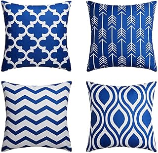 Topfinel Outdoor Colorful Cushion Covers 45cm x 45cm Summer Sofa Bed Faux Linen Colorful Waterproof Cushions Pillow Case 18x18 Scatter Decorative Cover for Livingroom Garden Invisible Zipper,Set of 6