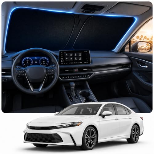 [2026 Upgraded] DooGooCoo Windshield Sun Shade for Toyota Camry 2018-2025 2026 [Cooling Ice-Crystal 100% Sun Block ] Sunshade for Car Windshield for Toyota Camry Sun Shade Custom Fit for Camry.