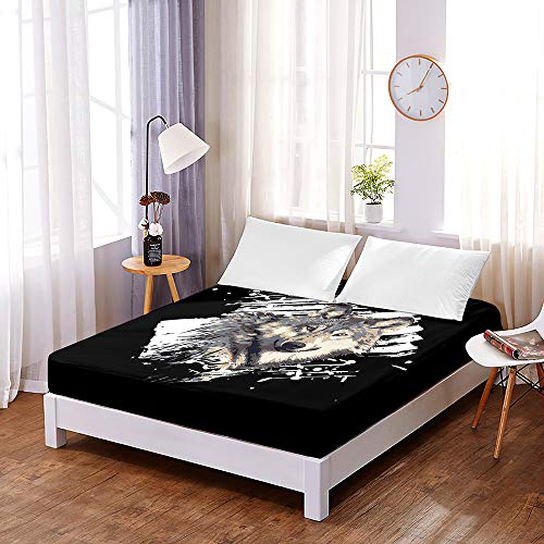 Drap housse microfibre loup gris 140x200cm pour des nuits douces et protectrices