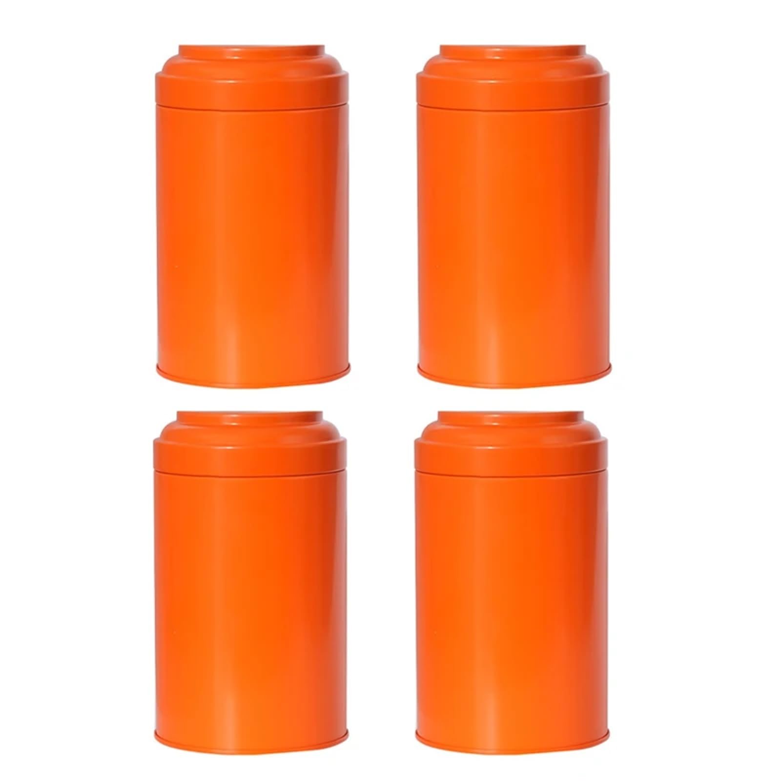 UBOHUZ 4pcs Tea Tinplate Canister Kitchen Loose Leaf Storage Containers Candy Jar Tin Can Box for Tea, Coffee(Orange)