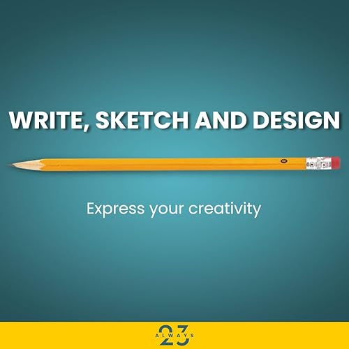 Miniatura 5 de Always23 Lápices de madera, amarillos, preafilados, lápices con borradores, 2 HB 48 unidades