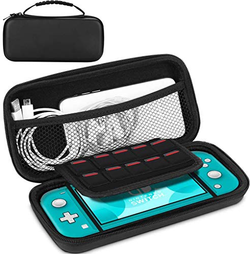 HQzon Carrying Case Compatible with Nintendo Switch Lite,Large Capacity Shockproof Protective Portable Soft Lining Hard Shell Travel Case(Black)