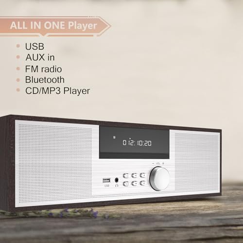 image for LONPOO Stereo Shelf System for Home, Vintage CD Player 40W RMS Micro M