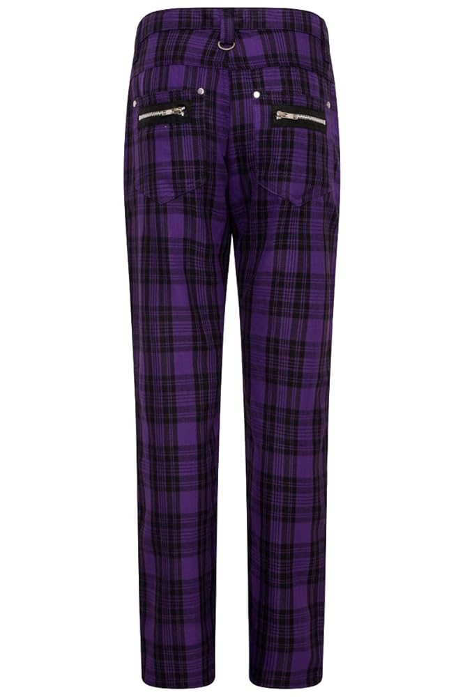 ROMANTIC CROWN★ 即発送★PLAID CHECK PANTS CHARCOAL M size Fabric Trendy Charcoal Plaid Pants (Comfort Fit) - Prince Oliver