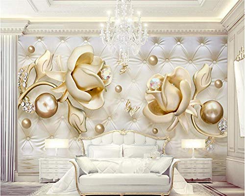 Anpassbare super glatte 3d Tapete Luxus golden Rose Rose weichen Ball Schmuck Juwel TV Hintergrund Tapeten Wohnkultur - 200x140cm/79"x 55