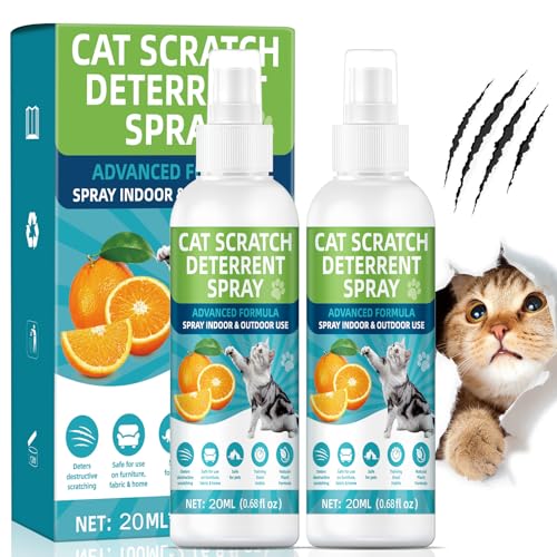 AfoCCphp Cat Scratch Deterrent Spray,Natural Cat Repellent Spray Indoor Outdoor,Anti Scratch Cat Spray for Stop Scratching Furniture Sofas Rugs Curtains Lemon Orange (40ML)