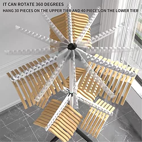Eveme Foldable Garment Rack,Clothes Drying Rack 2-Tier With 7 Arms,Adjustable Height, 60 Garments,Foldable Garment Clothes Drying Rack Garment Storage Hanger Organizer Indoor Outdoor Space Saver #TOP3