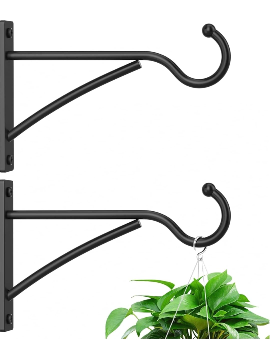 Accurate Traders 6 Inch Heavy Duty Plant Hangers, 2 Pack Outdoor Metal Plant Brackets for Hanging Baskets, Wall Hooks for Bird Feeders, Wind Chimes & Lanterns,Rust-Resistant Steel Hooks Black-image-21