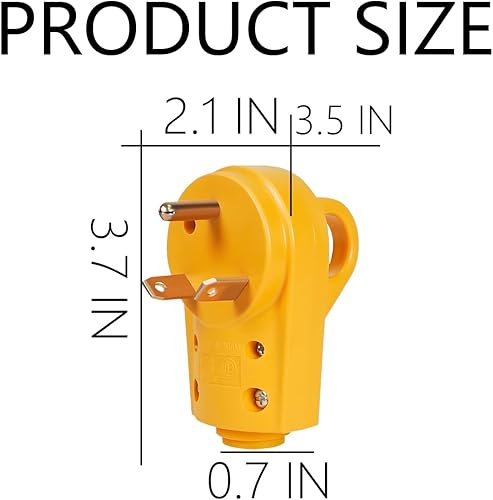 Miniatura 8 de BELOMI Enchufe RV de 30 amperios, adaptador de enchufe de repuesto resistente NEMA TT-30P, conector de alimentación eléctrica de 125 V, extremo de