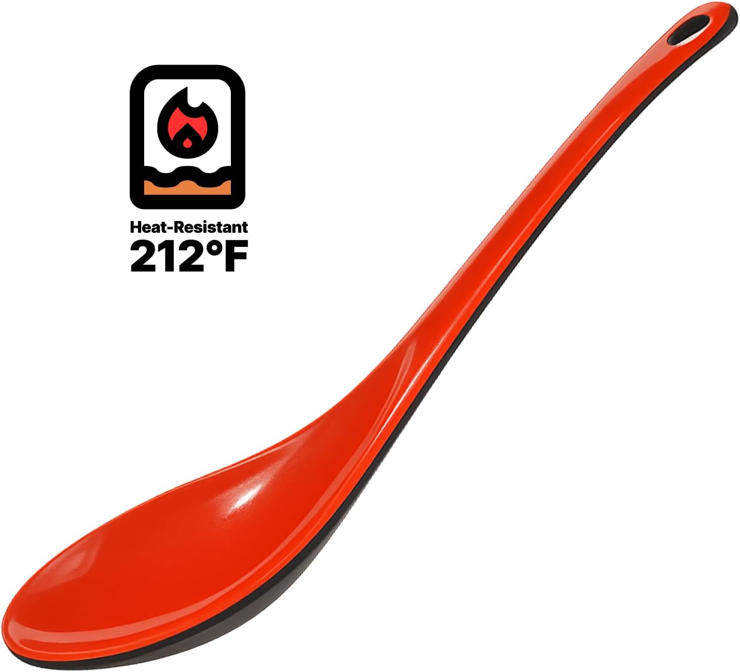2-Pack Serving Spoons Japanese Soup Serving Spoons Chinese Soup Serving Spoons Rice Serving Spoons Table Serving Spoons, Red/Black Color