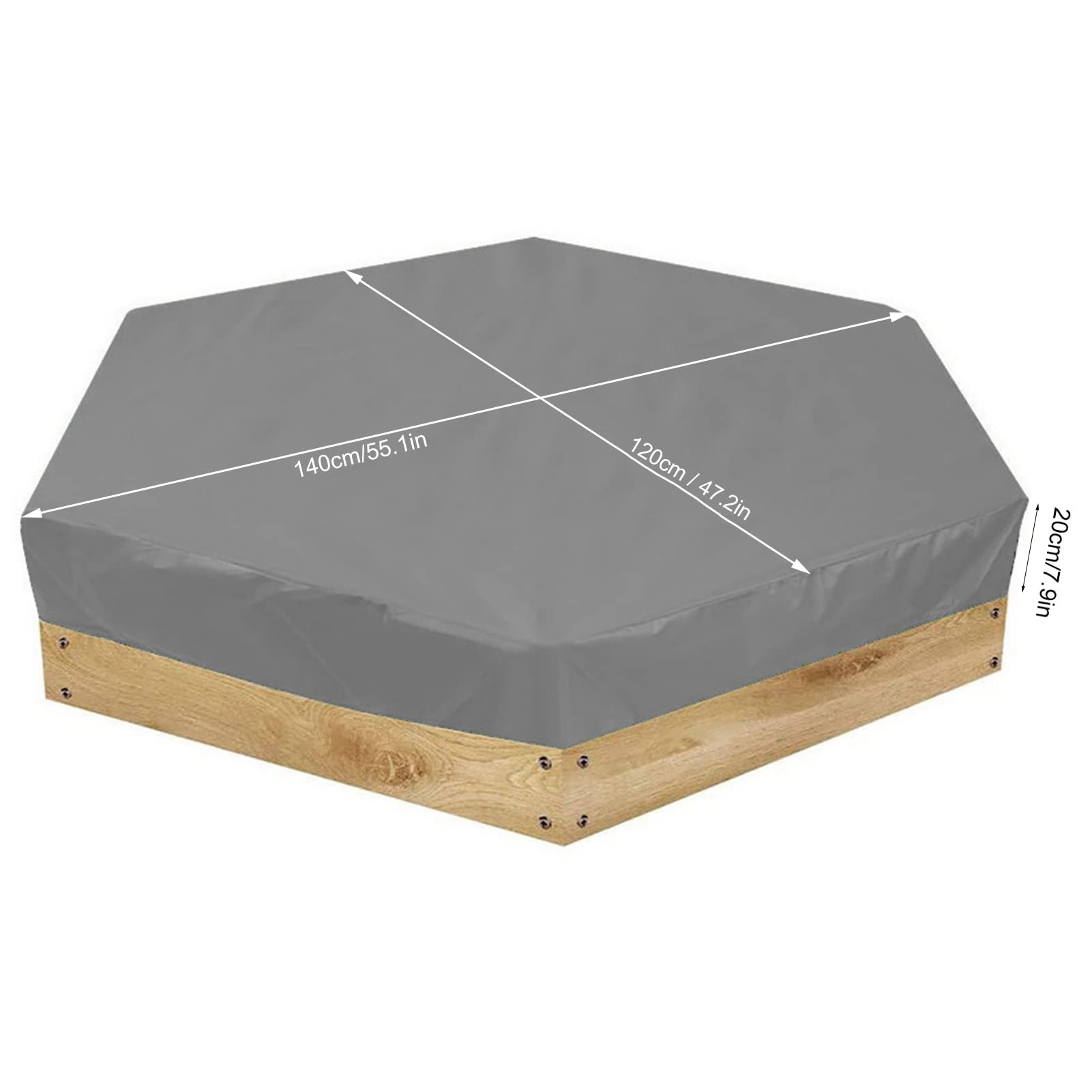 OUKENS Sandbox Cover, Hexagon Sandpit Sand Toys Cover, Waterproof Pool Sandbox Canopy with Drawstring for Outdoor Garden(Grey), Gray