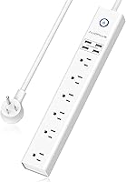 AUOPLUS Surge Protector Power Strip 6 Outlets 4 USB 10FT Cord Flat Plug 2100J Wall Mountable for Home Office Dorm