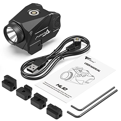 Votatu Hl10 Pistol Light 800 Lumens Ultra-Compact Weapon Light, Rechargeable Led Tactical Flashlight With Rail Locating Keys For Glock, 1913 Picatinny, Sig P320, Beretta 90Two, S&W 99 And S&W Tsw #TOP6