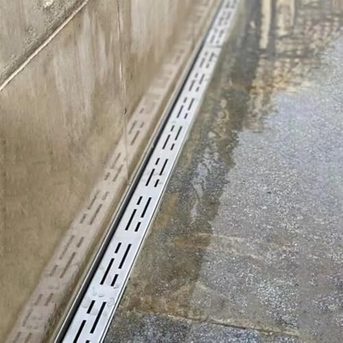 Rejilla de drenaje de canal estrecho, drenaje delgado de acero inoxidable 304 con cubierta de rejilla para calzadas al aire libre, paisajes y granjas (15 x 8 cm)