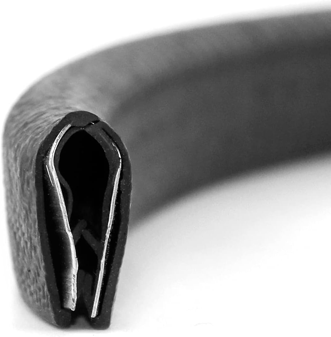 QWORK 50 Feet EPDM Rubber Edge Trim Seal Strip, Fits Edge 1/16" to 1/8"