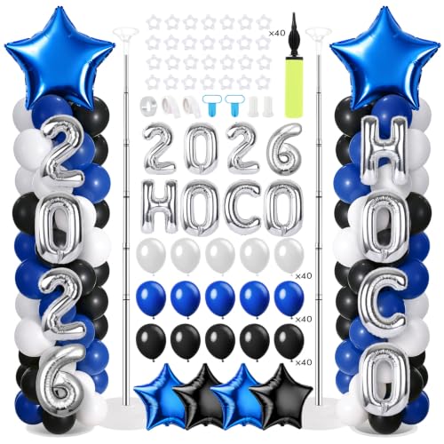 2 Sets Homecoming 2026 Balloon Column Stand Party Decorations Kits with Balloons Class of 2026 Hoco Balloon Tower Stand Kit for Homecoming Prom Party Photo Booth Props Backdrop Decor Party Supplies