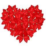 Geosar 36 Lazos de Terciopelo de Navidad 2 x 2,2 Pulgadas Lazos de Cinta Rojos Navideños Pequeños Adornos de Árboles de Navidad Decoraciones para Fiesta Corona Navidad Cumpleaños Boda Regalo