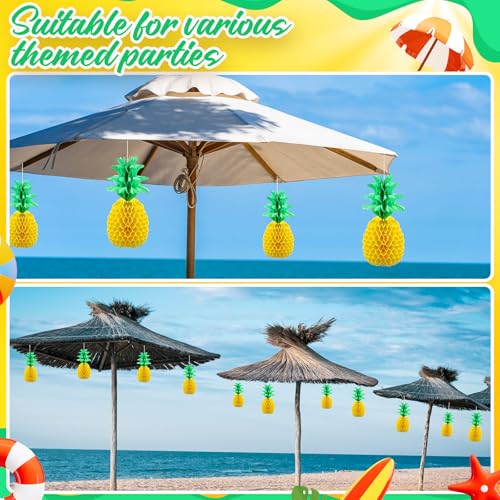 Image of Blulu 14 Inch Pineapple Honeycomb Centerpieces Tissue Paper Pineapple Table Hanging Decorations for Tropical Luau Hawaiian Jungle Party Supplies Favor (12 Pcs)