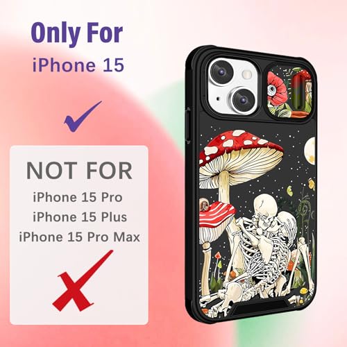Image of Funermei (2in1 for iPhone 15 Case Skull for Women Girls Skeleton Cute Phone Cover Gothic Funny Horror Scary Spooky Goth Unique Design with Camera Cover Funda for Apple for iPhone 15 Cases
