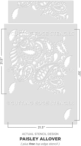 Miniatura 2 de Plantilla de pared Paisley Allover - Plantilla grande reutilizable para pintar paredes - Alternativa de papel tapiz de bricolaje para paredes