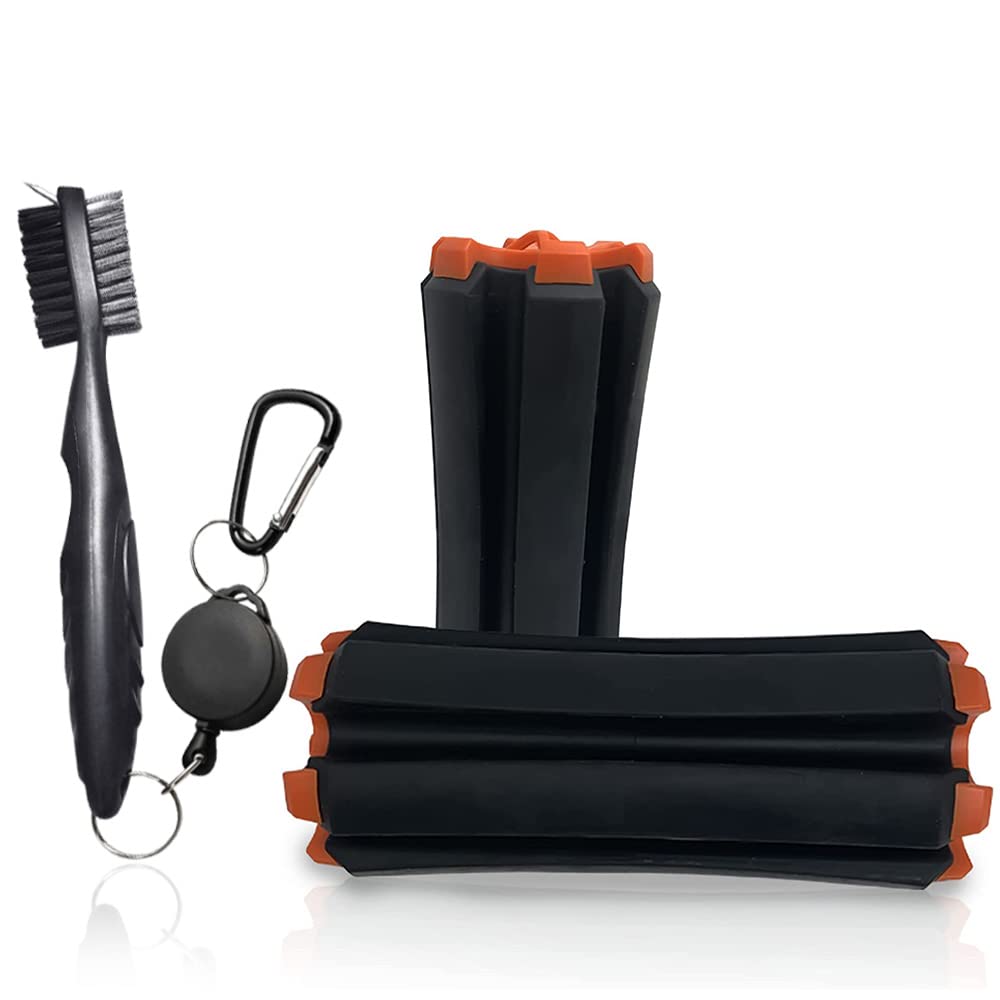 Mobile Pro Shop Golf Club Carrier with Built-in Cleaning Brush – Portable Holds up to 6 Clubs, Keeps Your Clubs Dry, Visible & Organized – Premium Golf Club Organizer (Black/Orange)