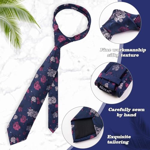 Image of Alizeal Mens 3.15'' Colorful Flower Pattern and handkerchief Necktie Set