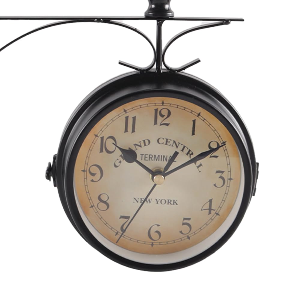 Reloj de pared retro de doble cara de 4,72 pulgadas, silencioso y con péndulo (para interior/exterior y regalo)