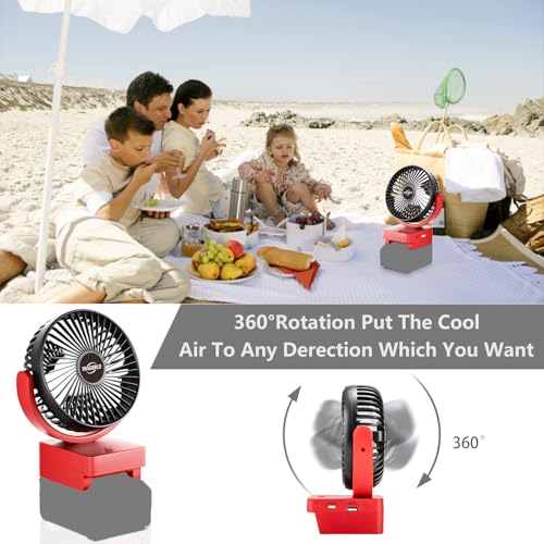 Wireless Fan Compatibles pour Einhell 18V Akku- Cordless Fan, Moteur sans Balai avec USB A+C Charge Rapide Moteur sans Balai avec pour Le Camping, l'atelier et Le Chantier(Pas de Batterie) – Image 6