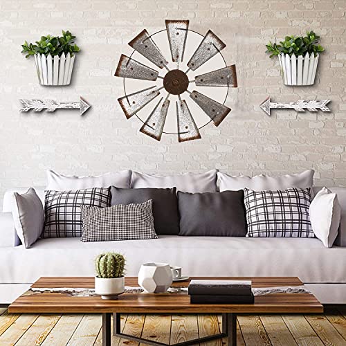 Glitzhome 1505004202 22 Inch Farmhouse Galvanized Windmill Wall Sculpture Home Decor Rustic Metal Rustic Wall Art Decoration thumb #4