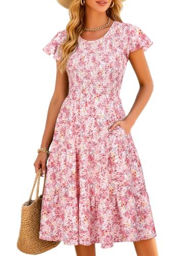 Image of Berydress Summer Dresses for Women 2026 Casual Boho Smocked Midi Sundress
