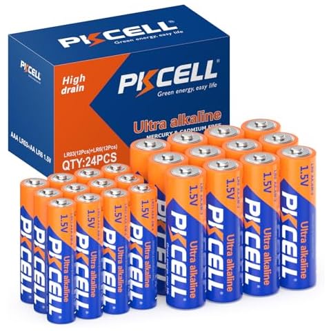 PKCELL Battery AA AAA Combo, 1.5V High Performance Disposable 12 Double A Battery and 12 Triple A Battery for Keyboards Clocks Toys Remote Controls (10-Year Shelf Life) X 24 Counts Cover