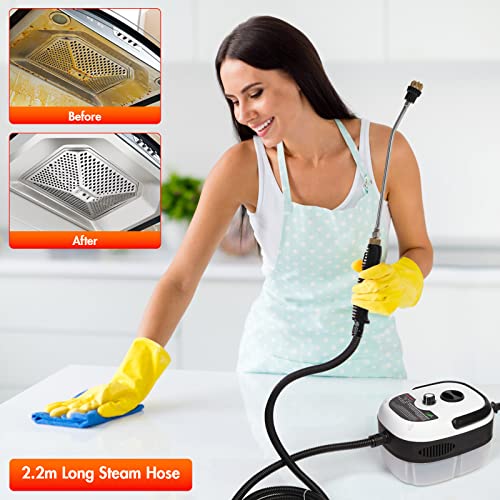 Steam Cleaners For Home Use, 2500W High Pressure Steam Cleaner With 6 Brush Heads, Towel, Sponge Handheld Steam Cleaner, High Temperature Fast Heating Steamer For Cleaning Kitchen,Bathroom(White) #TOP3