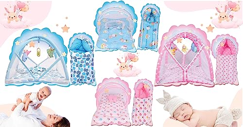 Image of Toddylon Baby Bed New Born Baby Bedding Set Combo of Baby Mattress with Mosquito Net | Bags | Cotton Beds | Carry Bag | Unisex Infants (0-6 Months) (2PCS Set)